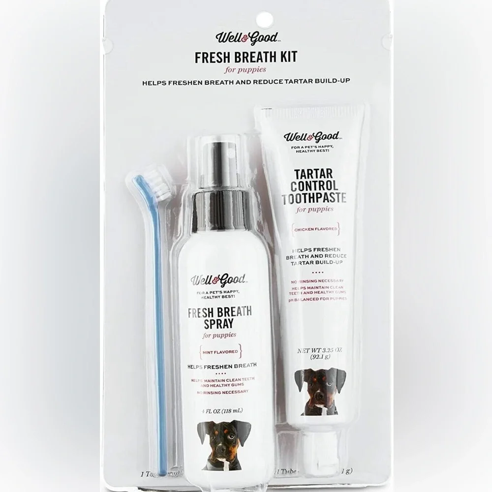 Puppy Fresh Breath Kit: Spray, Tartar Control Toothpaste, Toothbrush